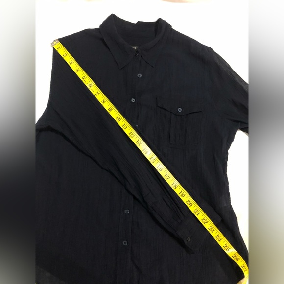 Talbots, nautical blue, gauzy button down with button back tab sleeves, 12 - Picture 7 of 12